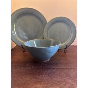 Gibson Elite Terracotta Terranea Teal 3 Pc Place Setting Dinner, Salad And Soup
